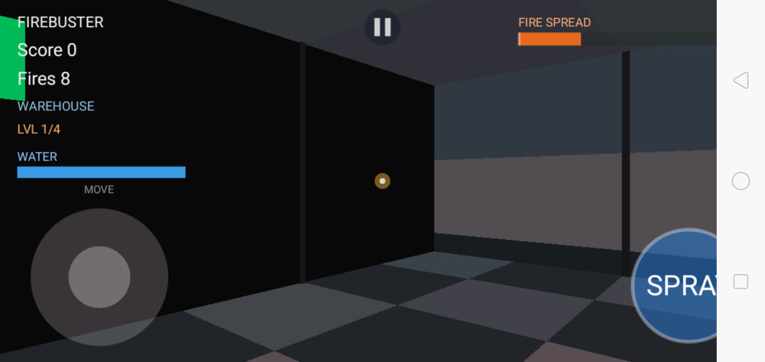 Warehouse doorway lit by fire from the next room